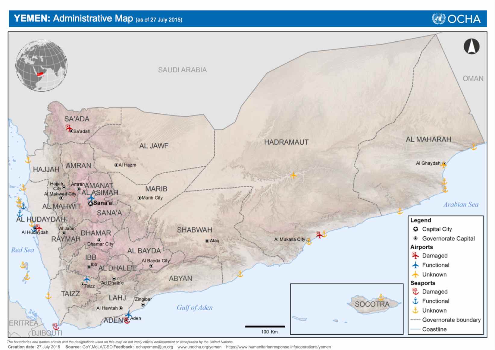 Yemen Administrative Seaports Airports