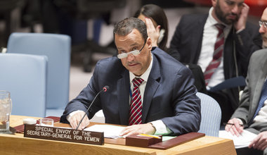 Ismail Ould Cheikh Ahmed, the Secretary-General's Special Envoy for Yemen, briefs the Security Council. 17 February 2016. UN Photo/Loey Felipe 