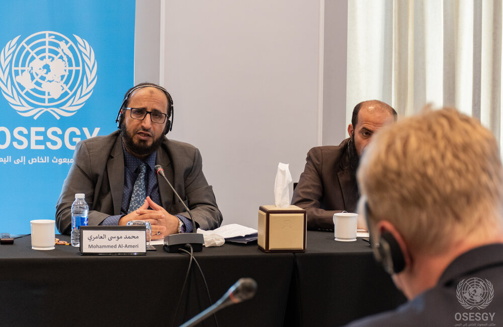 21 March 2022 –Mohammad Al-Ameri, representative of Al-Rashad Union, attending the Special Envoy’s Framework bi-lateral consultations in Amman, Jordan Photo: OSESGY/Abdel Rahman Alzorgan