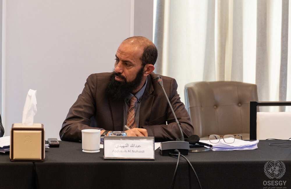 21 March 2022 – Abdullah Al Nuhaidi, representative of Al-Rashad Union, attending the Special Envoy’s Framework bi-lateral consultations in Amman, Jordan Photo: OSESGY/Abdel Rahman Alzorgan