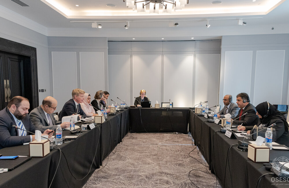 23 March 2022 – The Special Envoy and his team meeting with representatives from the Southern National Coalition as part of the Framework consultations in Amman, Jordan. Photo: OSESGY/ Abdel Rahman Alzorgan