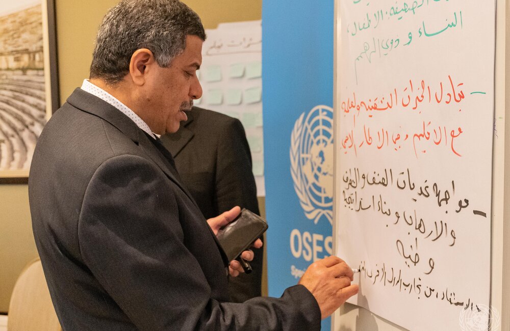 14 March, 2022 – Mohammed Mansour Al-Ghadra attending 3-day discussions with security experts and civil society as part of the Framework consultations in Amman, Jordan. Photo: OSESGY/ Abdel Rahman Alzorgan