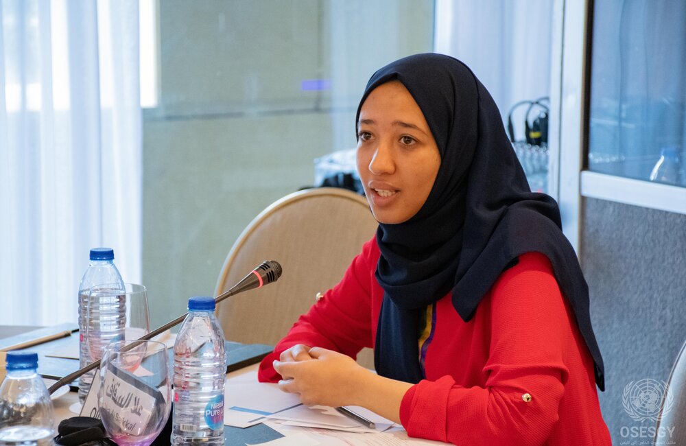 •	14 March, 2022 – Olla Al-Sakkaf attending 3-day discussions with security experts and civil society as part of the Framework consultations in Amman, Jordan. Photo: OSESGY/ Abdel Rahman Alzorgan