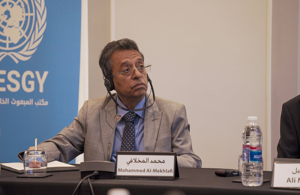 9 March 2022 – representative of the Yemeni Socialist Party Mohammed Al-Mekhlafi attending the Special Envoy’s Framework bi-lateral consultations in Amman, Jordan Photo: OSESGY