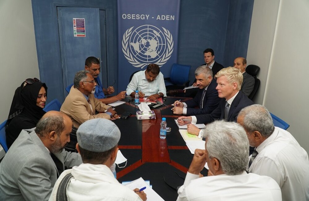 UN Special Envoy for Yemen Hans Grundberg meets with Al Hirak components in Aden. Photo by: OSESGY