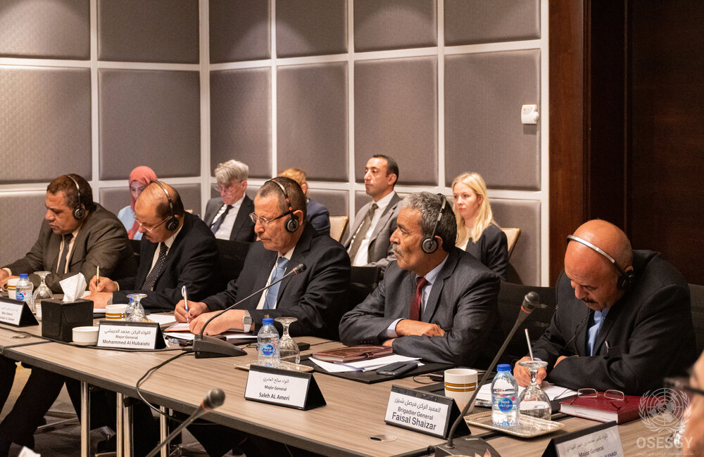 27 May 2022 – Government of Yemen military delegation, attending the military coordination committee meeting. Amman, Jordan. Photo: OSESGY/ Abdel Rahman Alzorgan