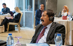 16 March, 2022 – Saleh Ali Zanqal attending 3-day discussions with security experts and civil society as part of the Framework consultations in Amman, Jordan. Photo: OSESGY/ Abdel Rahman Alzorgan