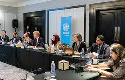 21 March 2022 – The UN Special Envoy Hans Grundberg with his team meeting with representatives from the Revolutionary Southern Hirak, as part of the Framework consultations in Amman, Jordan. Photo: OSESGY/ Abdel Rahman Alzorgan