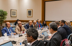 19 December 2024 – The office of the Special Envoy meeting with representatives from the Change Bloc, Yemeni Gathering Union Party, Liberation Front Party, National Arab Socialist Ba'ath Party, Yemeni Solidarity Party, & South Arabian League as part of the political dialogue meeting in Amman, Jordan. Photo: OSESGY/ Abdel Rahman Alzorgan