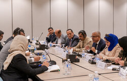 12 December 2024 – The office of the Special Envoy meeting with representatives from the Republican Party, Justice and Building Party, Peace and Development Party, Popular Forces Union Party, Arab Socialist Ba'th Party, and People’s Democratic Party as part of the political dialogue meeting in Amman, Jordan. Photo: OSESGY/ Abdel Rahman Alzorgan