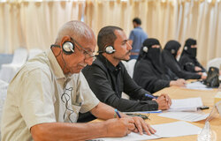 21 January 2025 – The office of the Special Envoy meeting with a group of Al Dhalea-based activists and civil society representatives as part of the political dialogue meeting in Aden, Yemen. Photo: OSESGY