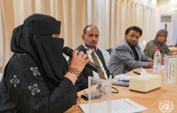 16 January 2025 – The office of the Special Envoy meeting with a group of Abyan-based political and community activists and civil society representatives as part of the political dialogue meeting in Aden, Yemen. Photo: OSESGY