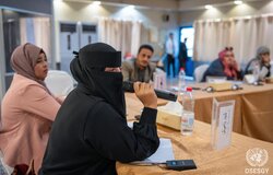 14 January 2025 – The office of the Special Envoy meeting with a group of political and community activists and civil society representatives based in Aden governorate as part of the political dialogue meeting in Aden, Yemen. Photo: OSESGY