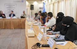 15 January 2025 – The office of the Special Envoy meeting with a group of Lahj-based political and community activists and civil society representatives as part of the political dialogue meeting in Aden, Yemen. Photo: OSESGY