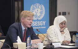 8 March 2022 – UN Special Envoy Hans Grundberg at his meeting with representatives from Al-Islah Party as part of his Framework bilateral consultations in Amman, Jordan Credit: OSESGY