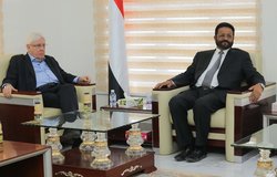 UN Special Envoy for Yemen, Martin Griffiths, meets with the Governor of Marib, Sultan Al-Arada