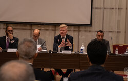 23 May 2022 – The Special Envoy, and his team, attending the consultations with Yemeni economic experts and international stakeholders in Amman, Jordan. Photo: OSESGY/ Abdel Rahman Alzorgan